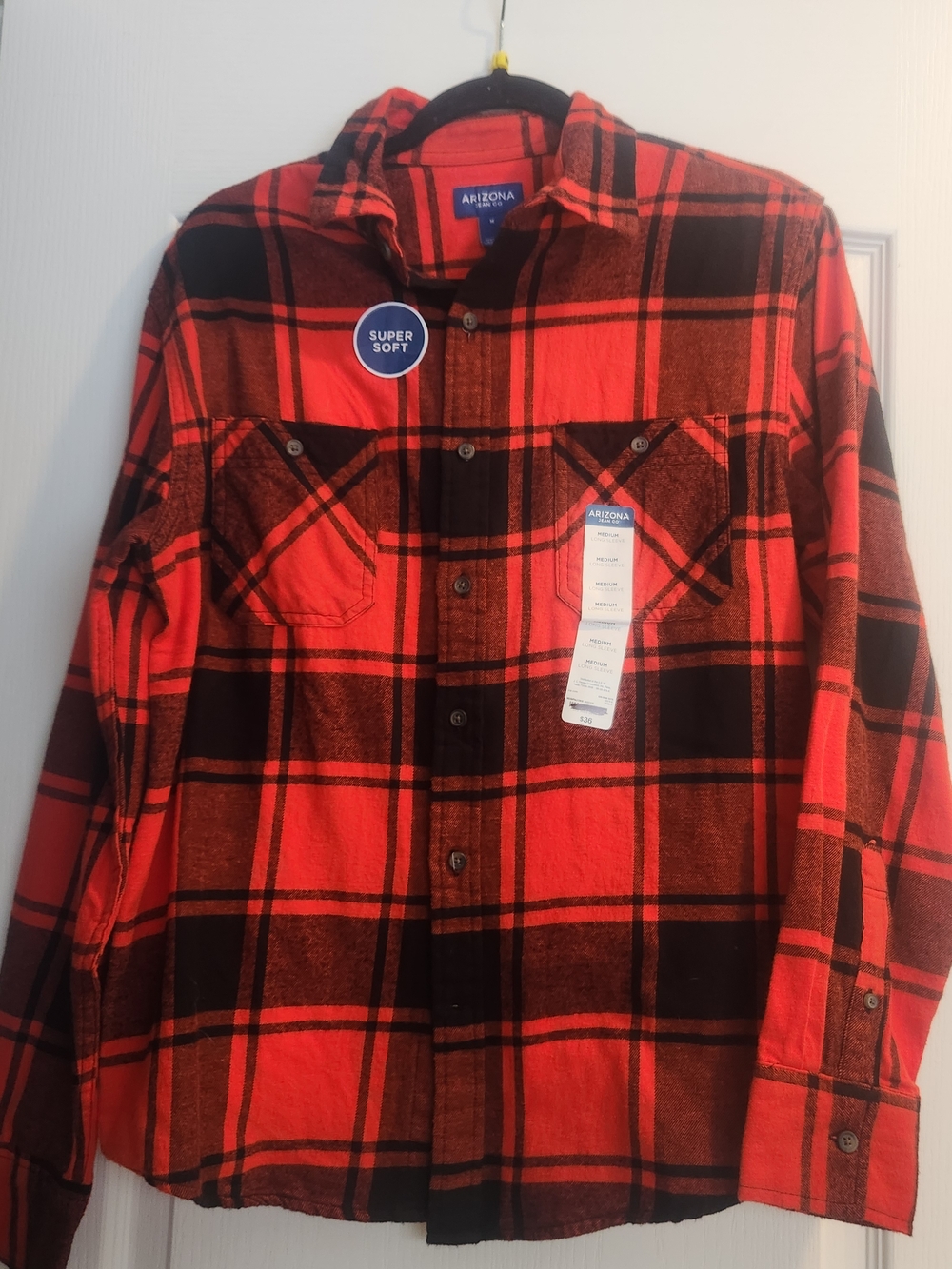 Arizona Jean Company Red and Black Plaid Button-Down Shirt